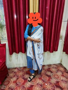 Blue Printed Kurta Set with Dupatta
