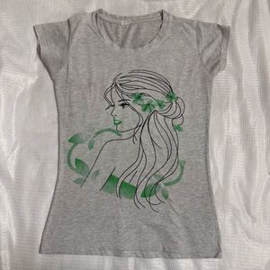 Purple and Grey Girly Graphic Tops