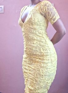 Yellow Lace Bodycon Dress