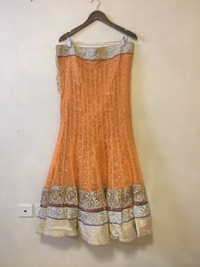 Peach Heavy Embroidered Lehenga Set