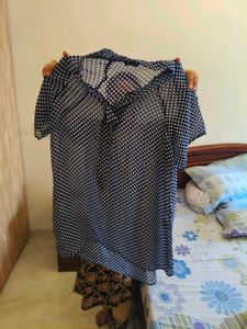 net fabric polka dot top for women