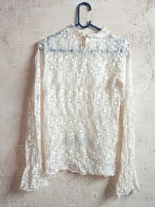 Elegant White Lace Top Sheer