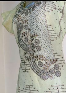 Y2K embellished georgette pista green suit💖✨