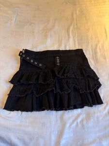 Gothic Ruffle Skirt with Buckle Straps