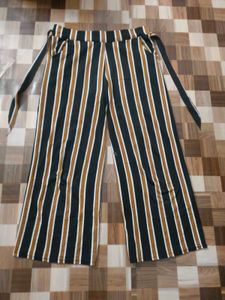 Striped Palazzo Pants with Belt