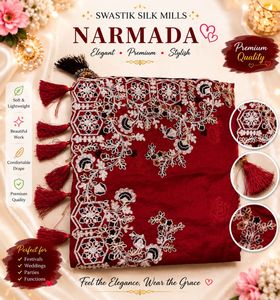Elegant Red Embroidered Silk Saree