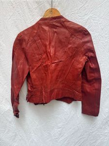 Red Leather Cropped Jacket