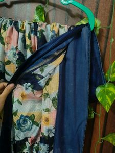 Elegant Floral Saree with Tassel Border
