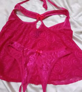 Hot Pink Lace Camisole &amp; Panty Set