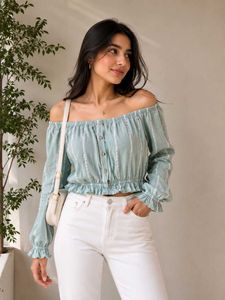 Off-Shoulder Striped Ruffle Top