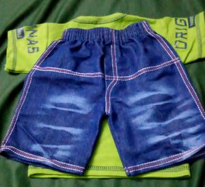 Baby Dress,Jeans Shorts With Beniyan. 370rs