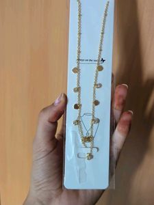Gold Tone Layered Charm Necklace