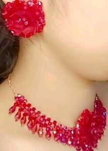 Floral red &amp; maroon Necklace