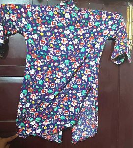 Floral Print purple collar tunic Kurti