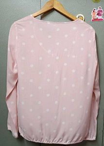 Light Pink Polka Dot Long Sleeve Top