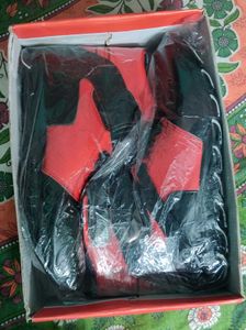 Stylish Red &amp; Black High-Top Sneakers