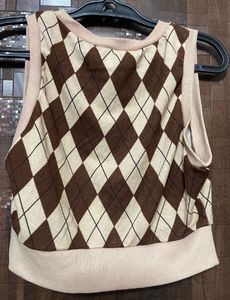 Argyle Knit Vest Top