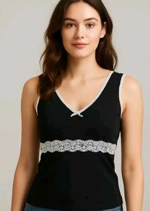pinteresty Lace Trim Cami Top