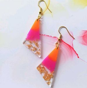 Vibrant Neon Pink &amp; Orange Gemstone Earrings