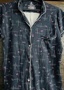 Printed Button-Down Pajama Top Night suit