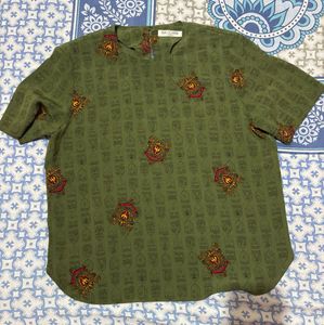 Unique Green Printed Tunic Top