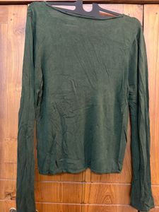 Green Knit Long Sleeve Top