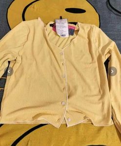 Cute Yellow Ribbed summer cro top Cardigan