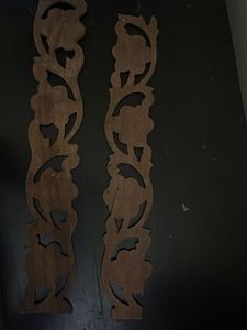 Vintage Wooden Floral Carvings (Set of 2)