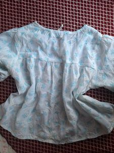 Light Blue Embroidered Tunic Top