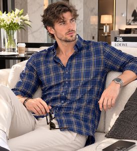 Mast & Harbour Stylish Men's Blue Plaid Shirt