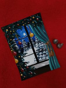 🌙 Winter Moonlight Window – Original Hand-Painted