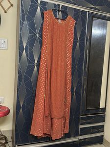Orange Embroidered Ethnic Dress