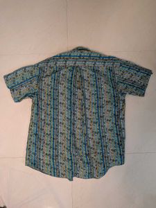 Blue &amp; Green Striped Short Sleeve Shirt
