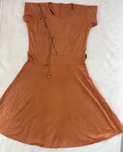 Chic Brown Lace-Up Dress