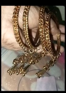 Combo Charming Gold Tone Jhumka Bangles