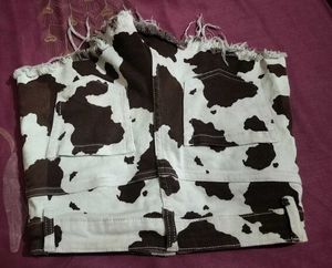 Cow Print Denim shorts