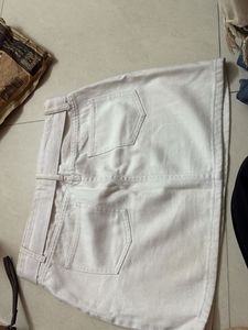 Urbanic White Denim Mini Skirt