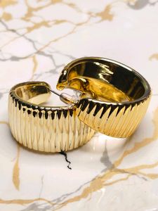 2 New Chic Gold Tone Heart &amp; Hoop Earrings Set