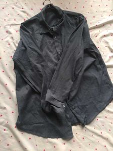 Navy blue/Grey Textured Button-Down Shirt