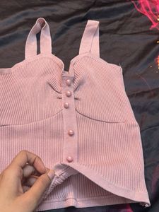 Cute Pink Button-Front Tank Top