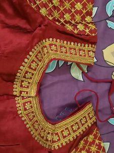 Maroon &amp; Gold Embellished Blouse