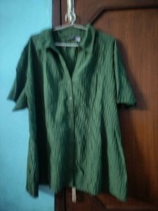 Green Textured Button-Up Shirt