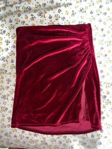 Burgundy Velvet Mini Skirt