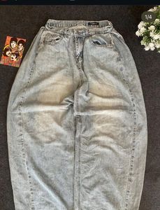 y2k fashion aesthetic Light Wash Wide Leg Jeans