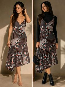 Boho Patchwork Midi flared Dress