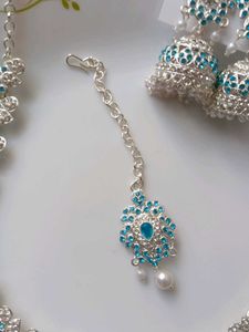 Elegant Teal Stone Necklace &amp; Earring Set