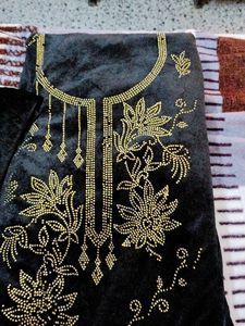 Black Velvet Unstitched Suit