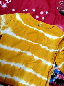 Yellow &amp; White Tie-Dye Blouse
