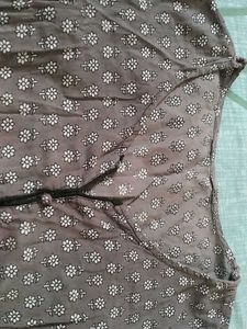 Charcoal Flower Print Short Kurti