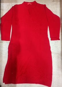 Woolen Kurti Red